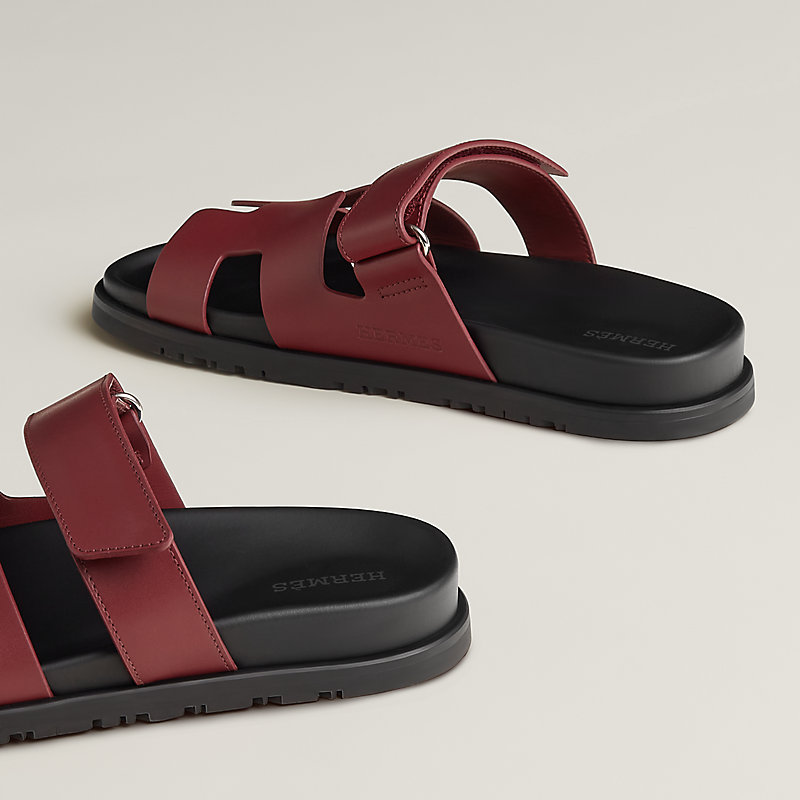 HERMÈS キャバリエ Hermes Chypre Techno Sandals Sunset/Rouge Ecarlate Suede